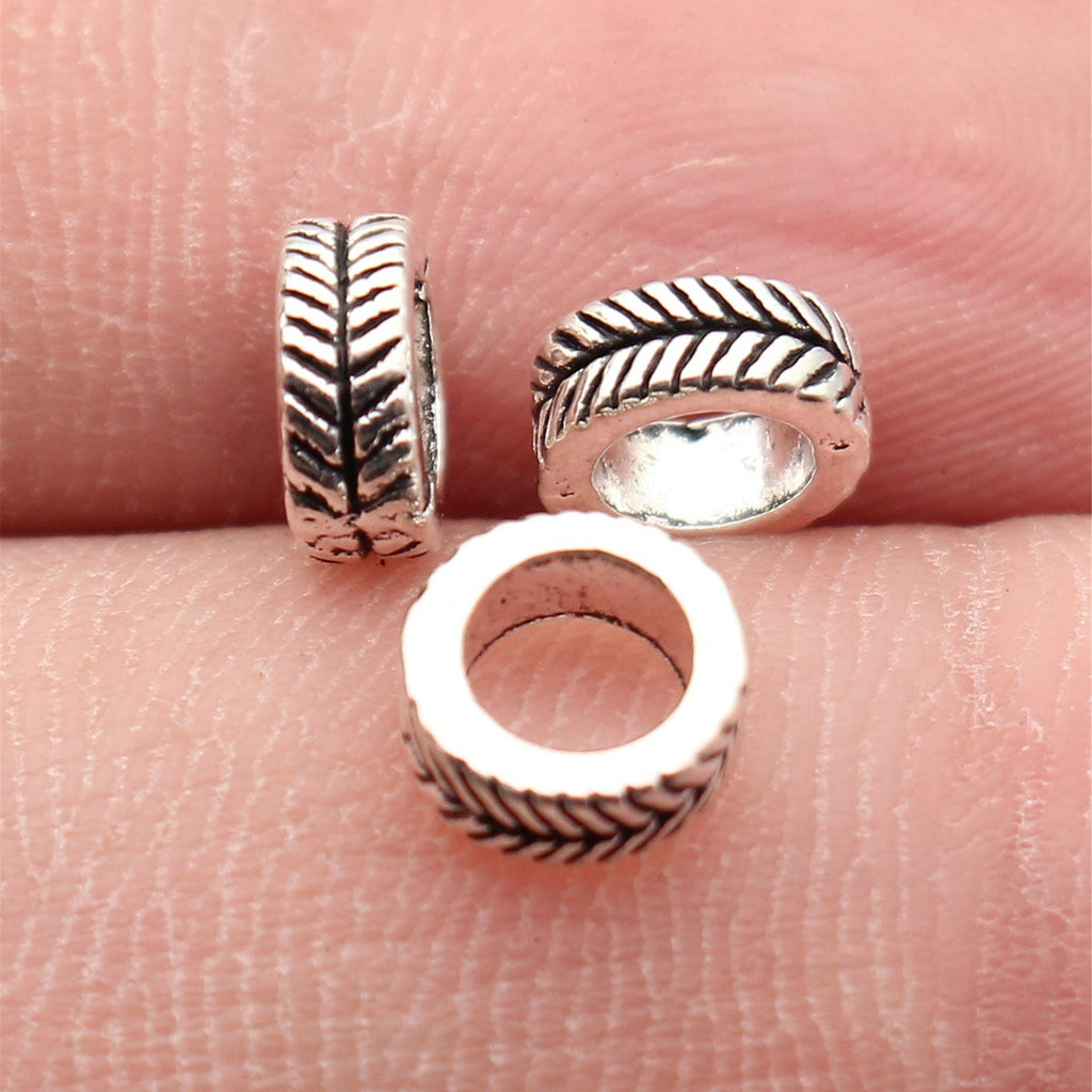 7x7x3mm 0.36g Multi-Color Zinc Alloy Leaf Pattern Large Hole Spacer Beads for DIY Bracelets