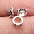 7x7x3mm 0.36g Multi-Color Zinc Alloy Leaf Pattern Large Hole Spacer Beads for DIY Bracelets