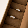 Gold Marquise CZ Cluster Stud Earrings Five Stone Chevron view 1