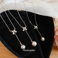Bow And Pearl Drop Silver Tone Necklace In Three Colors view 1