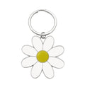 White Yellow Daisy Enamel Flower Keychain Silver Ring view 5