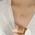 Gold Bunny Rabbit Ears Clear Zircon Pendant Necklace view 4