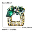 Openwork Square Crystal Brooch With Decorative Crystal And Enamel Details view 6