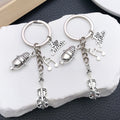 Silver Tone Violin Microphone and Music Note Keychain view 1