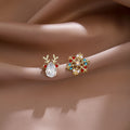 Multicolor Snowflake and Reindeer Mismatched Stud Earrings view 4
