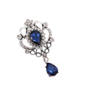 Blue Silver Tone Flower Crystal Two Designs Metal Brooch Pin view 5