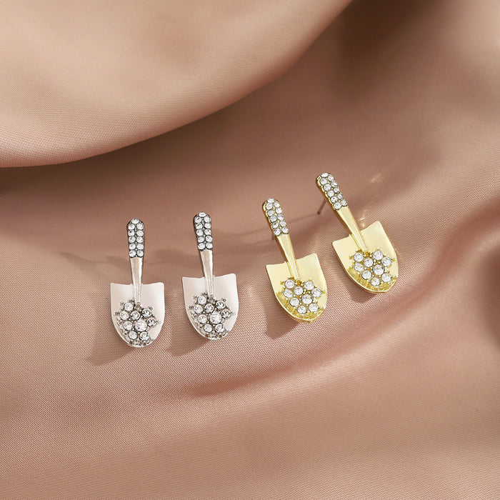 Gold and Silver Clear Look Shovel Small Stud Earrings