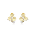 Two Tone Flower Crystal Look Statement Stud Earrings view 5