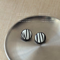 Black White Checkered and Zebra Pattern Stud Earrings view 7