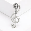 Treble Clef Microphone Brooch Gold and Silver Tone view 5