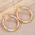 Pink Accent Hoop Earrings in Gold-Tone Metal Jewelry view 2