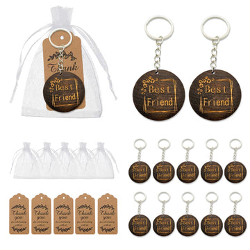 Wood Best Friend Round Disc Keychain Engraved Charm