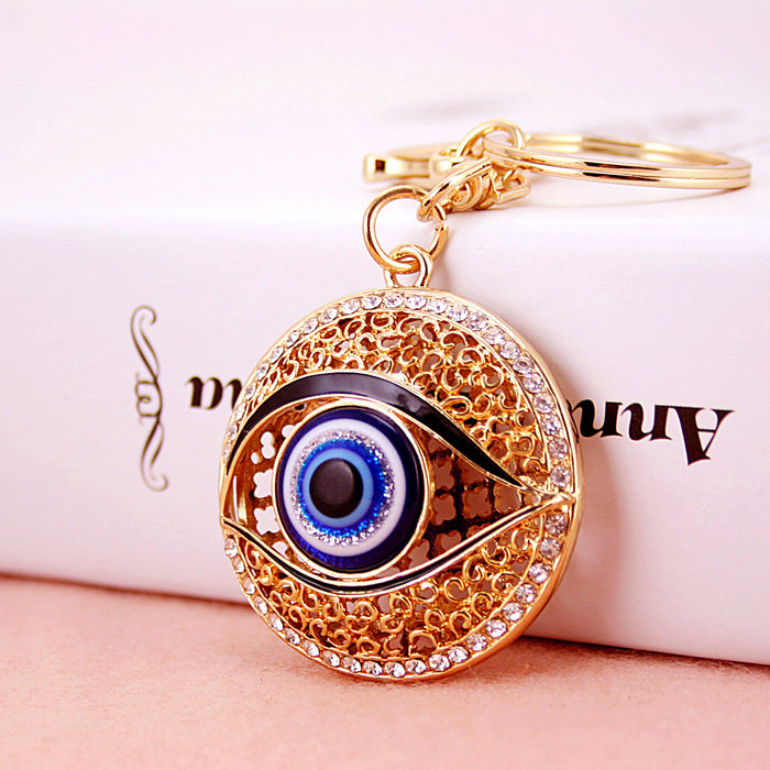Rhinestone Evil Eye Keychain Zinc Alloy Car Key Ring Bag Charm Gift