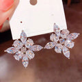 Marquise Clear Crystal Flower Cluster Stud Earrings view 5