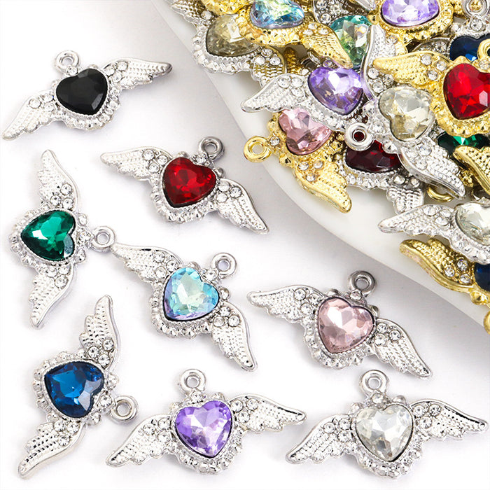 Polished Silver Gold Heart Alloy Charms in 16 Styles