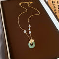 Mixed Pixelated Bracelet Images And Green Disk Pendant Necklace view 8