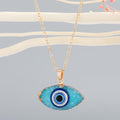Gold Tone Crystal Cluster Evil Eye Pendant Necklaces in Six Colors view 5