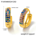 Turquoise Zircon Pave Latch Hoop Earrings Gold Steel Sizes view 10