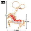 Rhinestone Running Horse Keychain Gold Tone Metal Bag Charm view 3