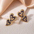 Colorful Double Heart Drop Earrings In Four Color Variants view 7