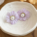 Fabric Daisy Pearl Stud Earrings in Seven Colors With Decorative Details view 9