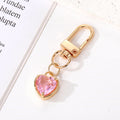 Gold Tone Faceted Crystal Heart Clip Keychains in Eight Colors view 9