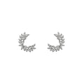 Silver Tone Leaf Wreath Stud Earrings with Clear Stones view 5