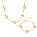 Open Heart Chain Necklace Bracelet Stainless Gold Silver Two-Tone view 5