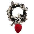 Pearl Mesh Scrunchies Flocked Strawberry Charm Two Colors view 5