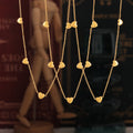 Gold Multi Heart Station Necklace And Herringbone Chain view 4