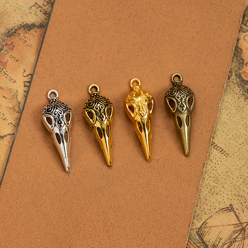 Vintage Hollow Bird Skull Beak Charm Pendant 35x13mm