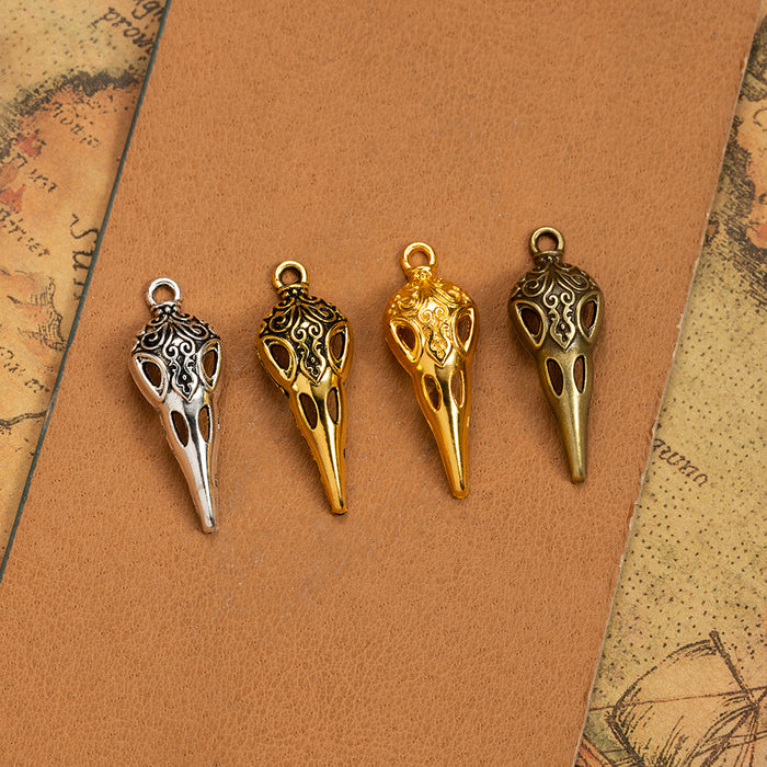 Vintage Hollow Bird Skull Beak Charm Pendant 35x13mm