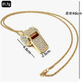 Rhinestone Soccer Whistle Keychain Necklace Metal Charm view 4