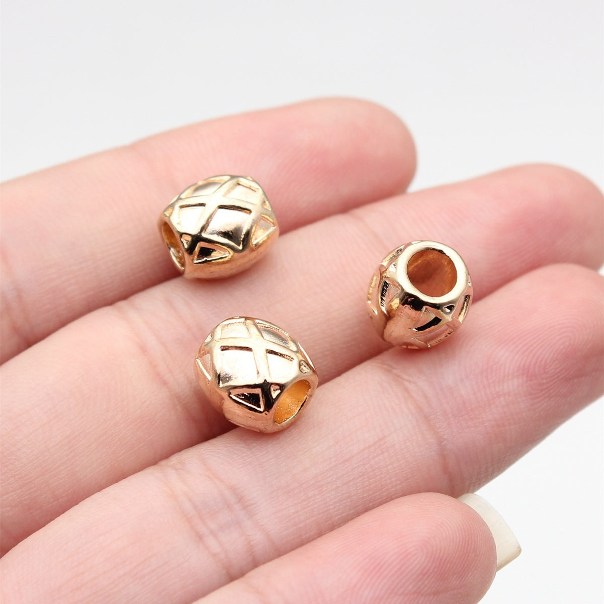9.6x8.8x8.8mm 2g Multicolor Zinc Alloy Diamond Lattice Large Hole Spacer Beads for DIY Bracelet Jewelry