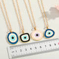 Gold Tone Layered Enamel Evil Eye Pendant Necklaces in Seven Designs view 5