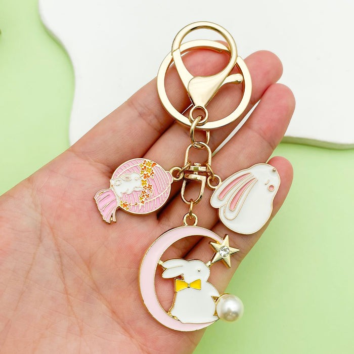 Easter Bunny Charm Keychains Featuring White Ocean Across 19 Pictured Variations