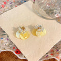 Translucent Shell Flower Stud Earrings In Three Pastel Colors view 2