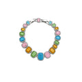 Multicolor Cushion Crystal Drop Earrings And Link Bracelet view 5