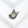 Silver Tone Dove Brooch With Iridescent Shell Wing view 2