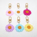 Gold Tone Colorful Daisy Clip Keychains in Six Colors view 4