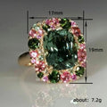 Olive Green Rectangular Statement Ring With Multicolor Halo view 5