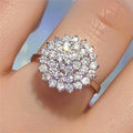 Round Floral Cluster Statement Ring In Three Metal Tones view 3