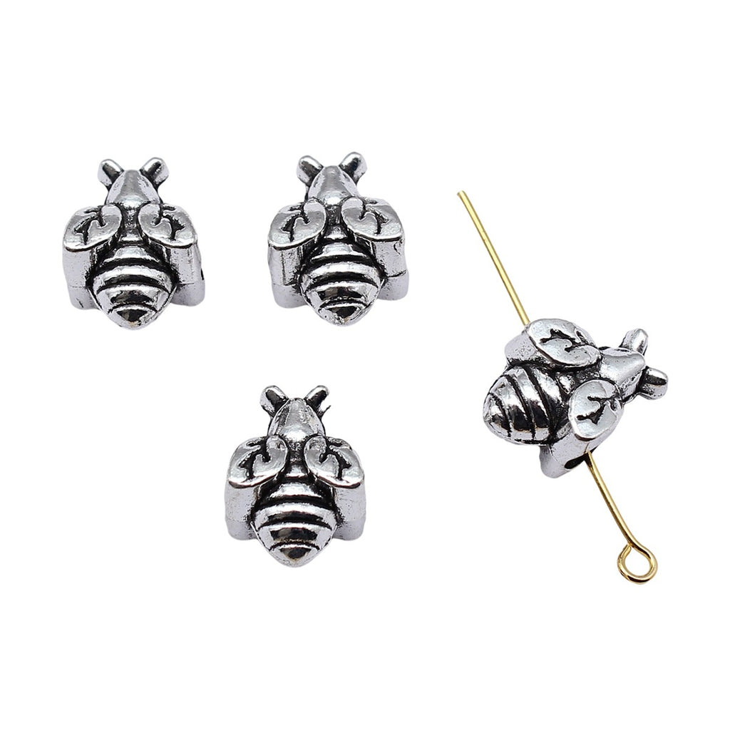16x11.4x9.2mm 3g Antique Silver Zinc Alloy Bee Large Hole Loose Metal Beads for DIY Bracelet Jewelry Making