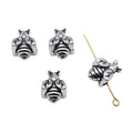 Detailed Bee Large Hole Metal Bead in Antique Silver Tone view 4