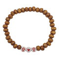 Wood Bead Stretch Bracelet Cross Heart Accent Beads view 5
