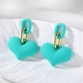 Matte Macaron Heart Drop Earrings Gold Links 12 Colors view 10