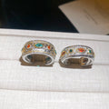 Silver Gold Tone Pave Open Ring With Colored Stones view 3