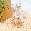 Gold Cat Eye Pumpkin Carriage Keychain Rhinestone Charm view 2