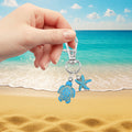 Turquoise Sea Turtle Starfish Lobster Clasp Charm Keychain view 3