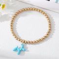 Gold Tone Beaded Balloon Dog Charm Stretch Bracelets view 6